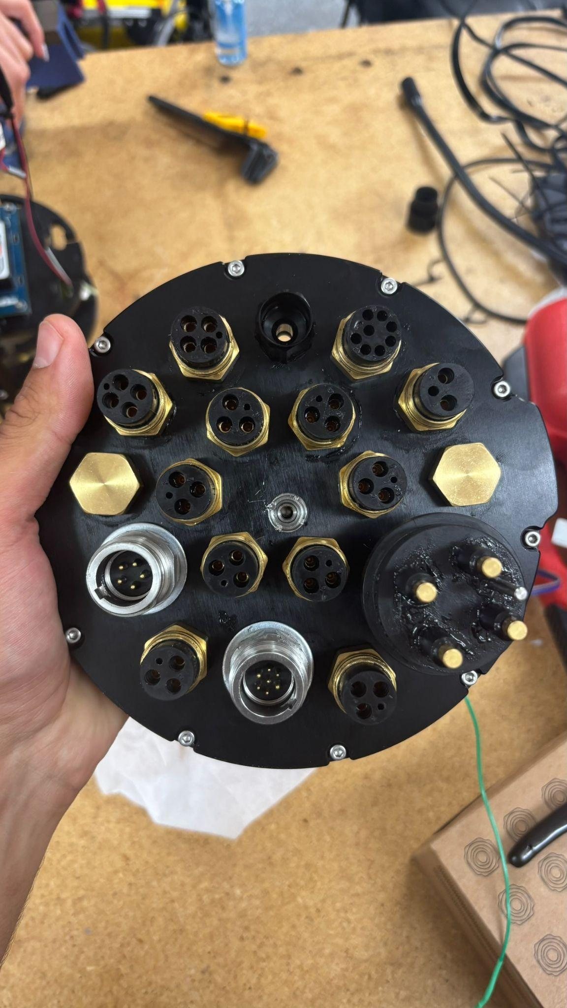 Machined end cap with bulkheads installed
