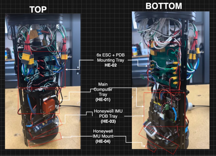 Assembled electronics stack, top and bottom