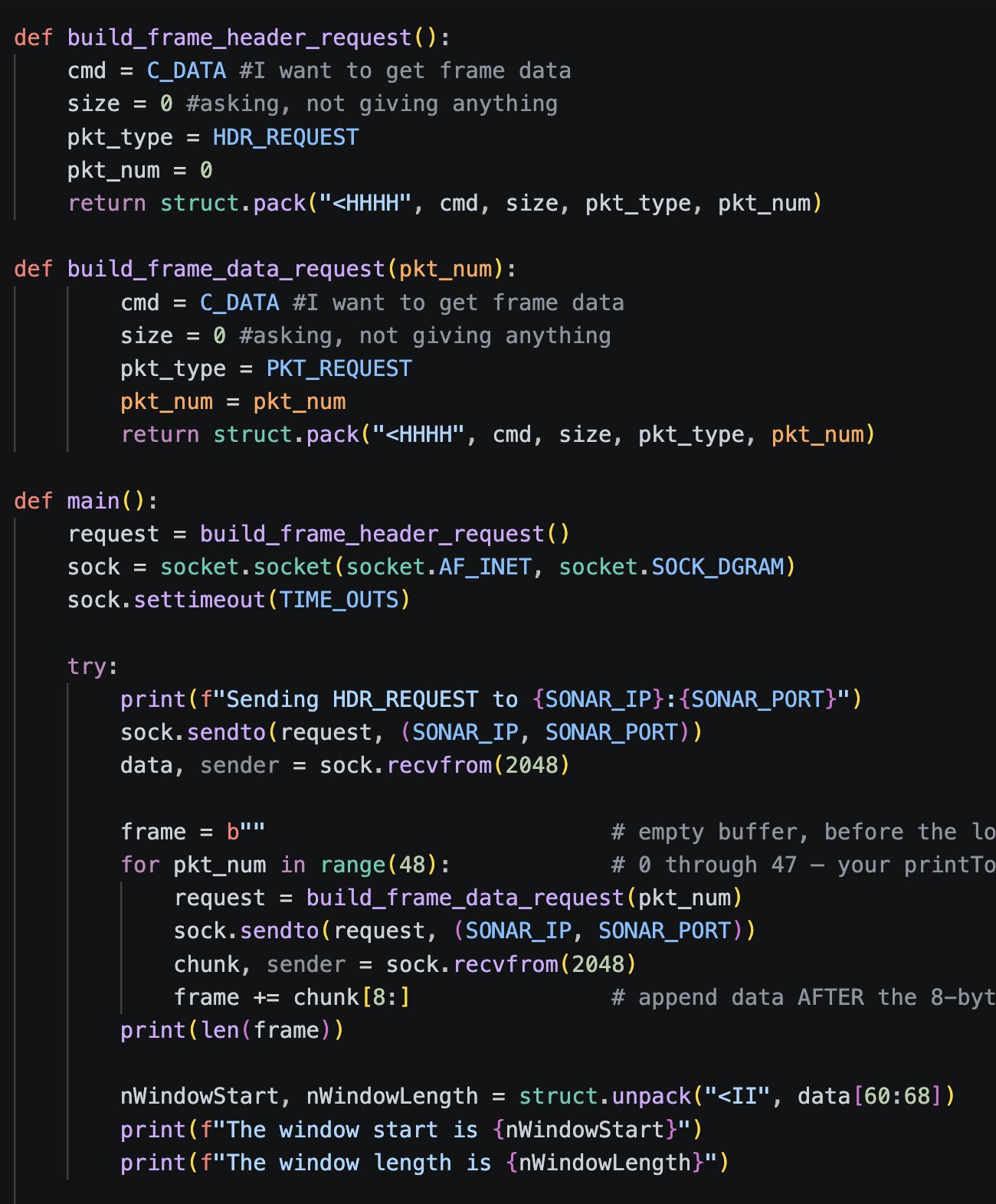 DIDSON sonar UDP protocol