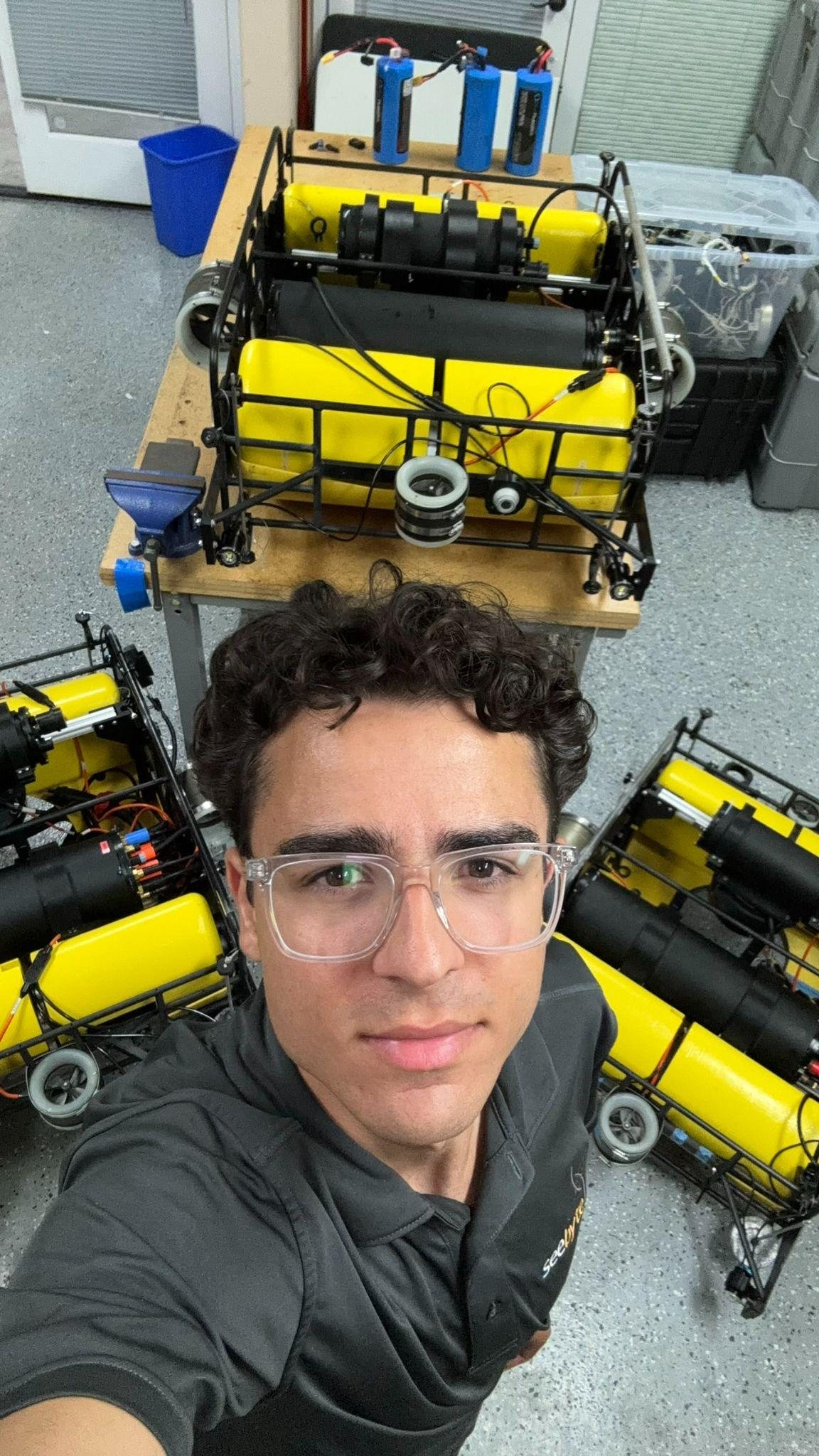 With the vehicle at the start of the internship